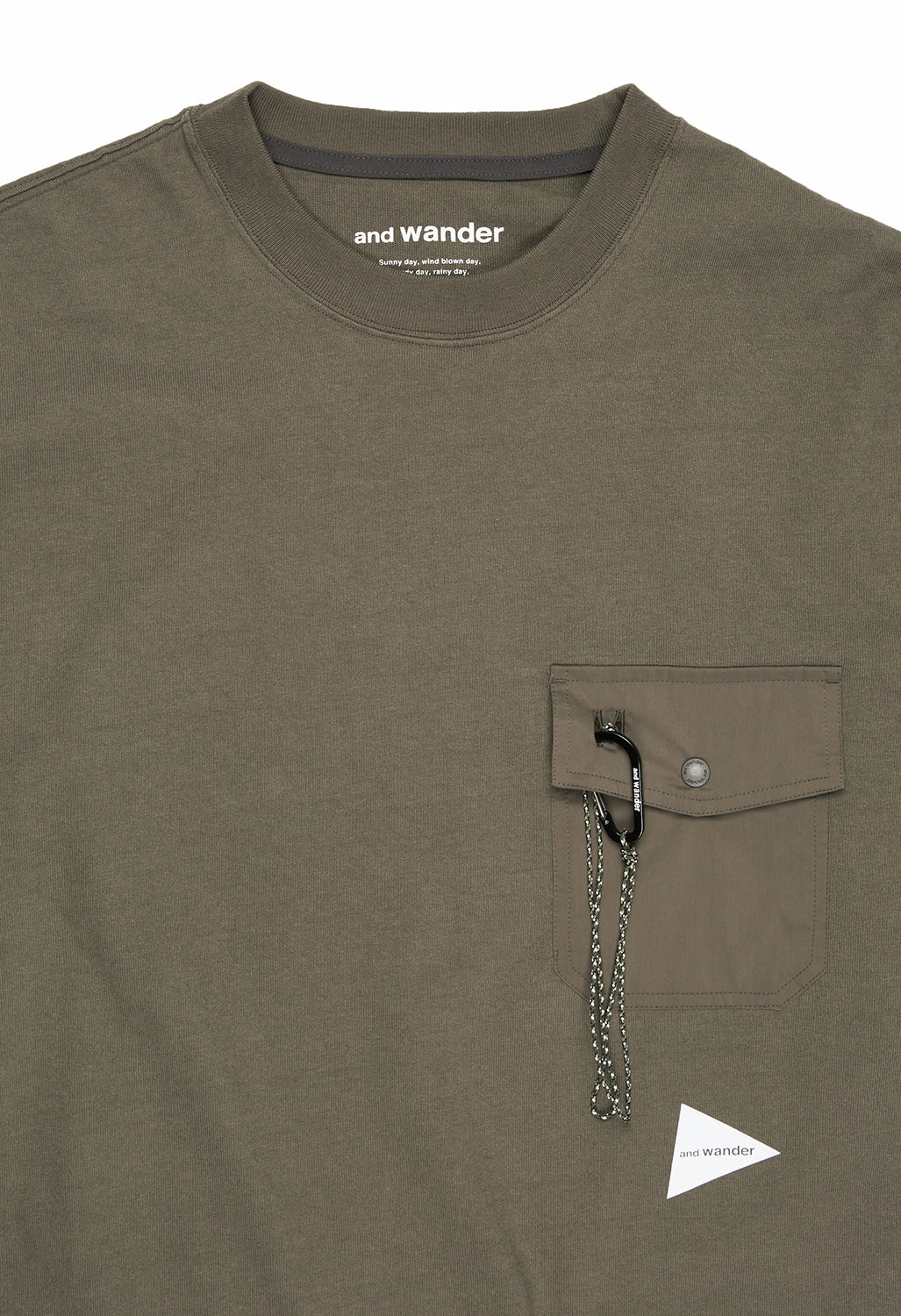 and wander Men's Heavy Cotton Pocket Long Sleeved Tee - Dark Beige - Image 3