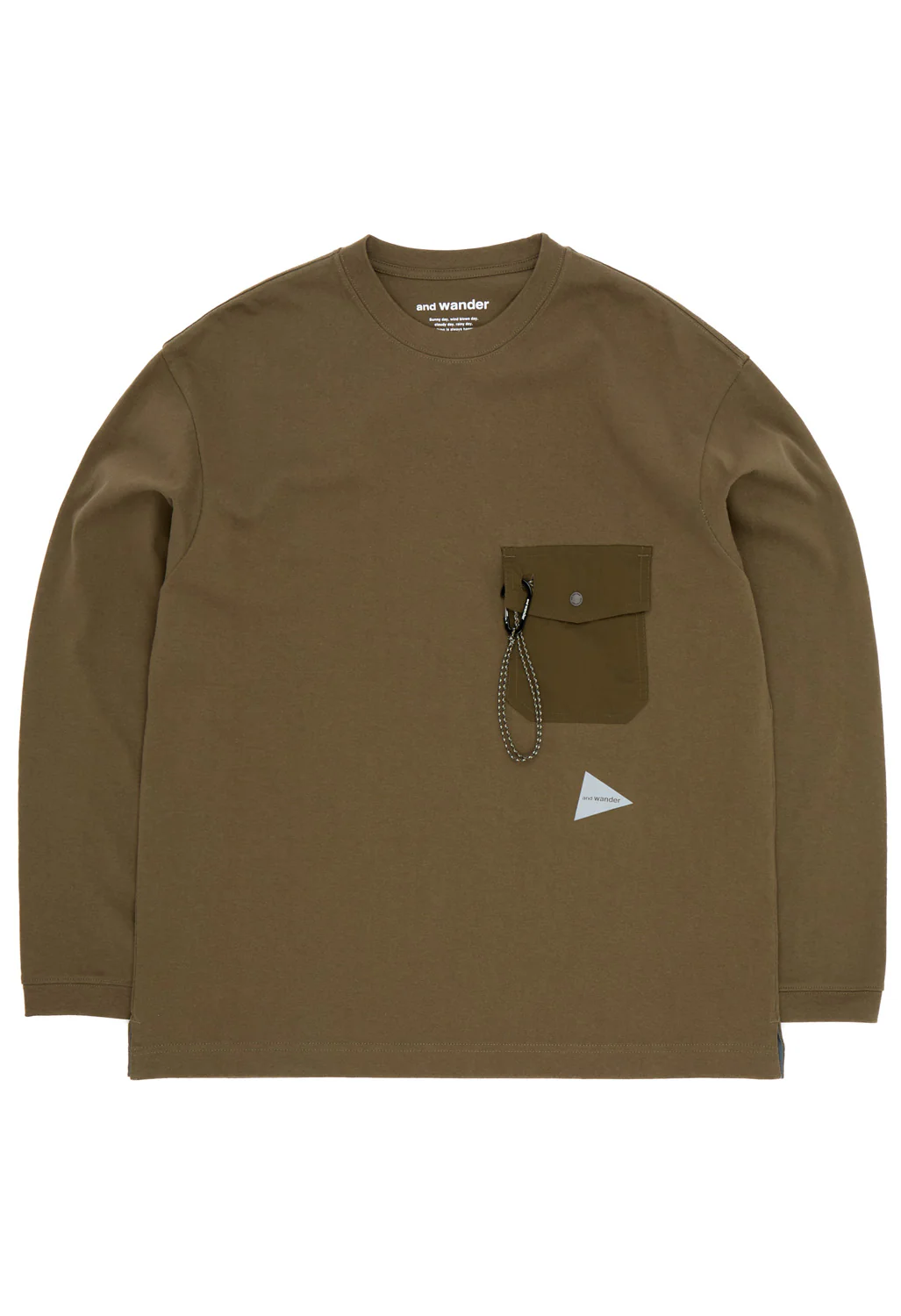 and wander Men's Heavy Cotton Pocket Long Sleeve Tee - Khaki