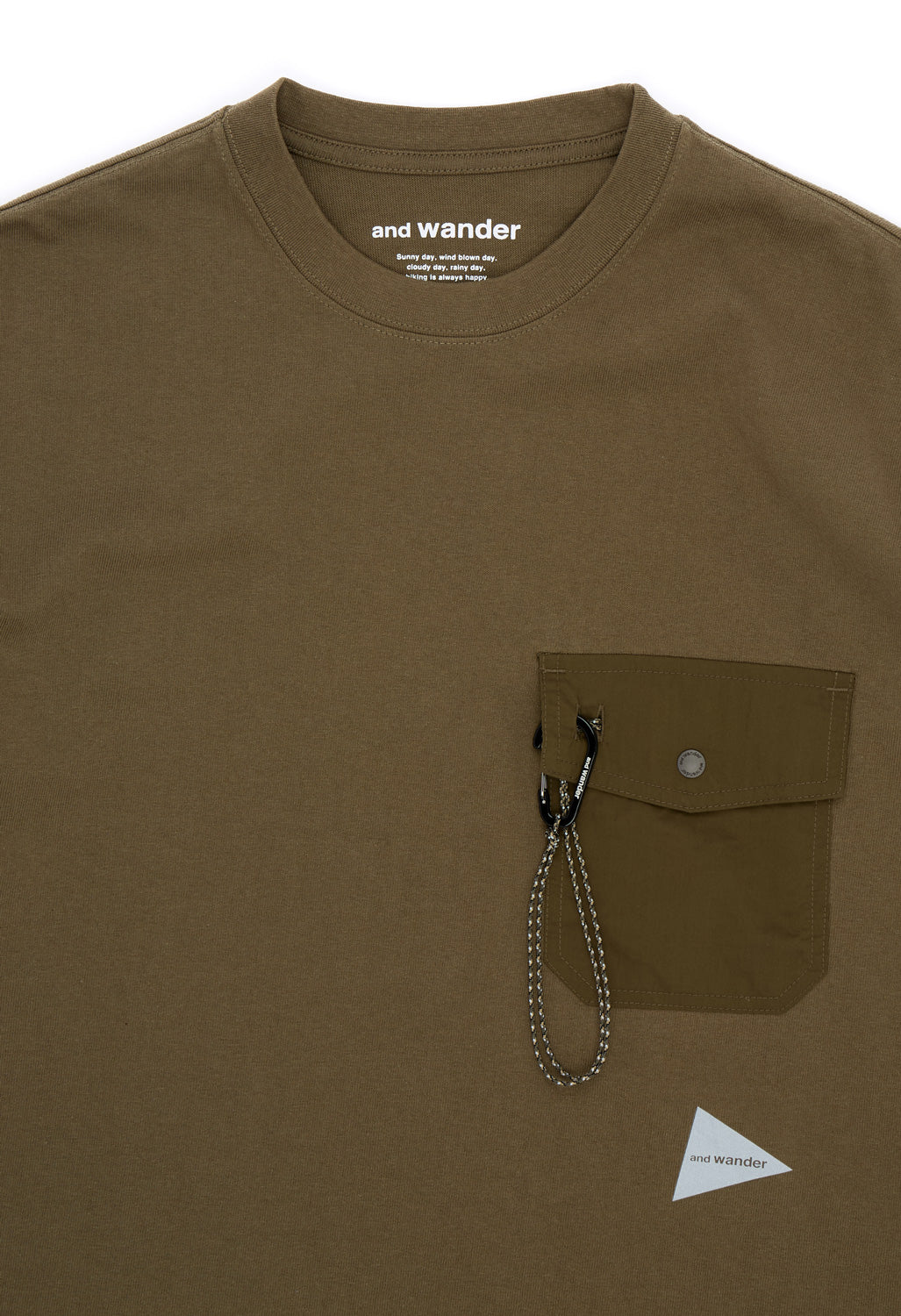 and wander Men's Heavy Cotton Pocket Long Sleeve Tee - Khaki - Image 3