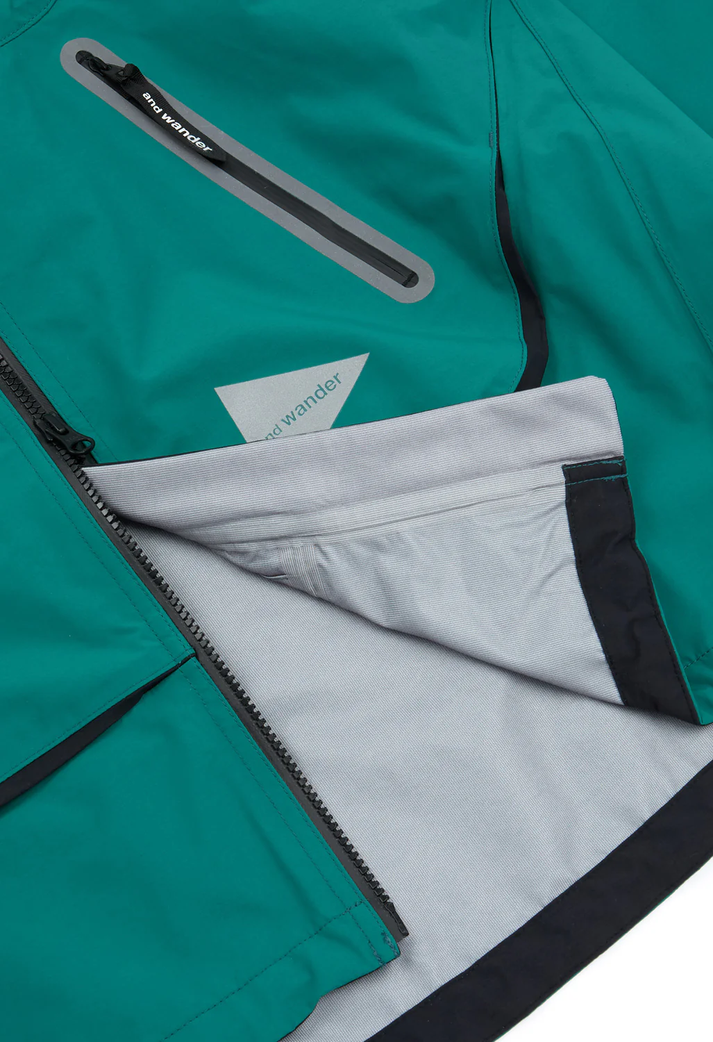 and wander Men's Loose Fitting Rain Jacket - Blue Green - Image 6
