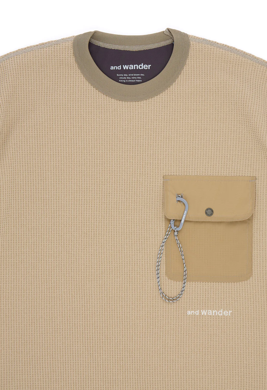 and wander Men's PE Waffle Long Sleeve Tee - Beige - Image 3