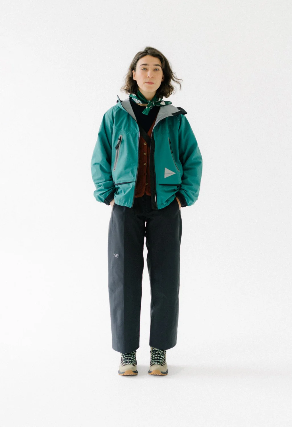 and wander Women's Loose Fitting Rain Jacket - Blue Green - Image 9