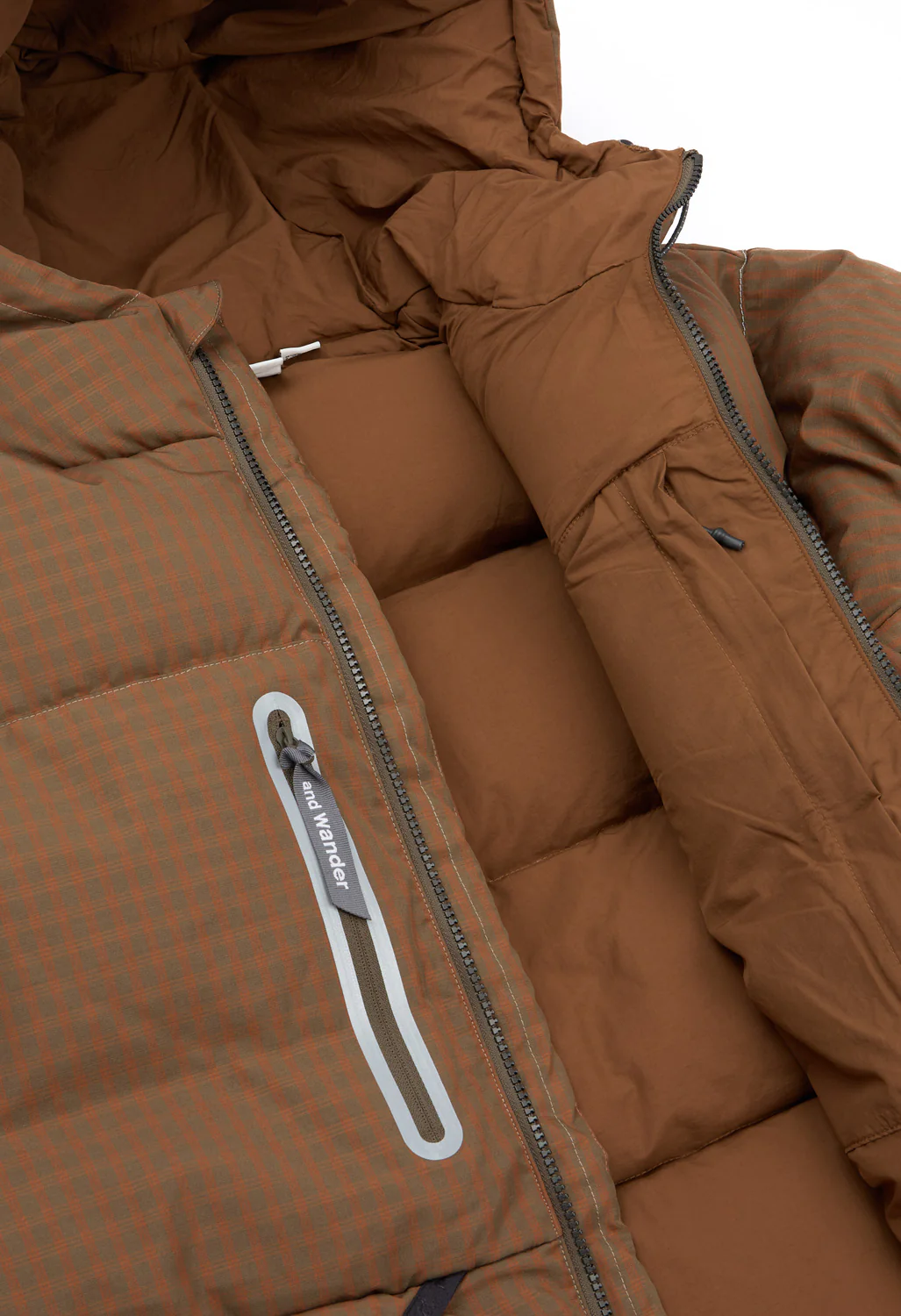 and wander x Gramicci Men's Wool Check Down Jacket - Orange - Image 4