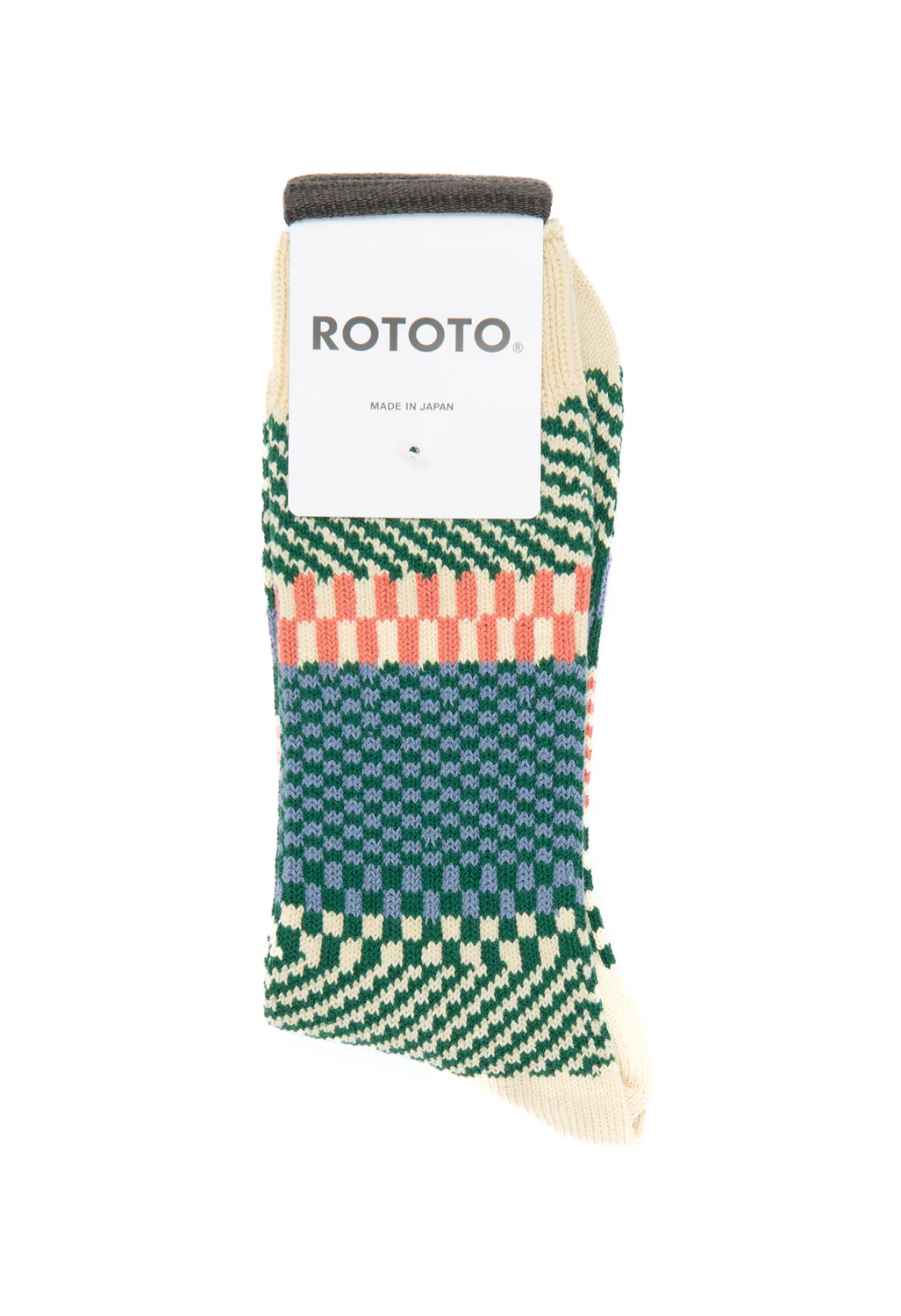 ROTOTO Check and Step Socks - Green - Image 2