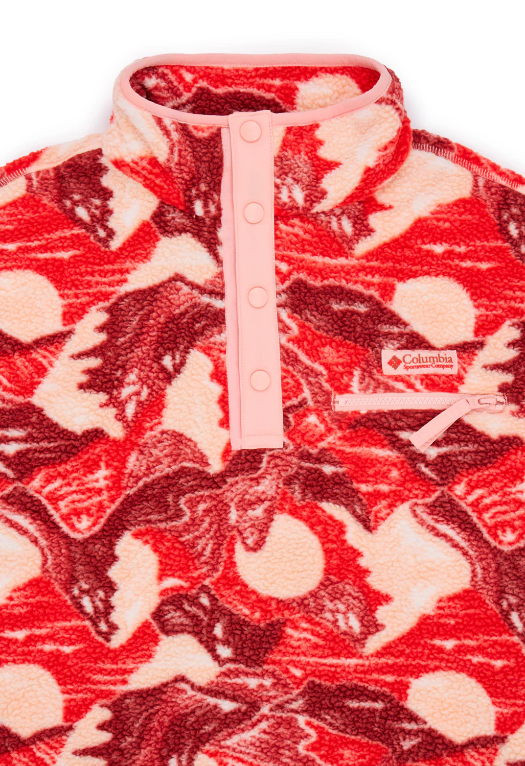 Columbia Women's Helvetia II Printed Cropped Half Snap Fleece - Poppy Red / Sunscape - Image 3