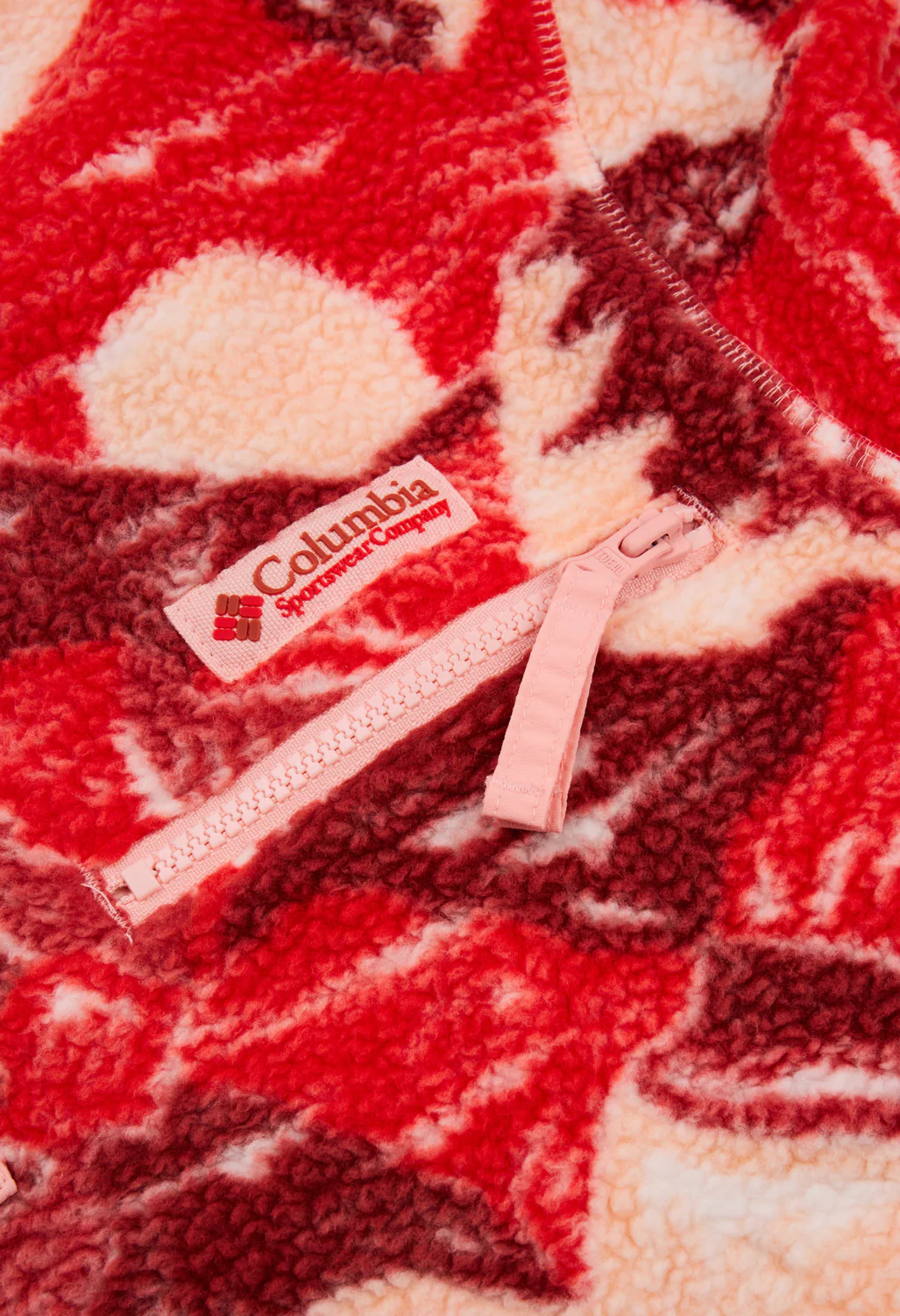 Columbia Women's Helvetia II Printed Cropped Half Snap Fleece - Poppy Red / Sunscape - Image 5