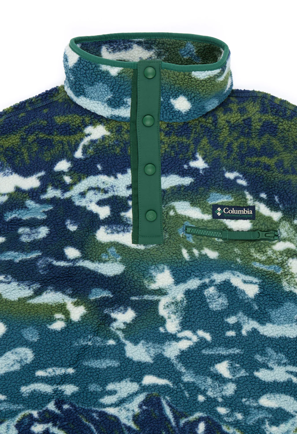 Columbia Women's Helvetia Printed Cropped Half Snap Fleece - Everblue Sisters, Rain Forest - Image 3