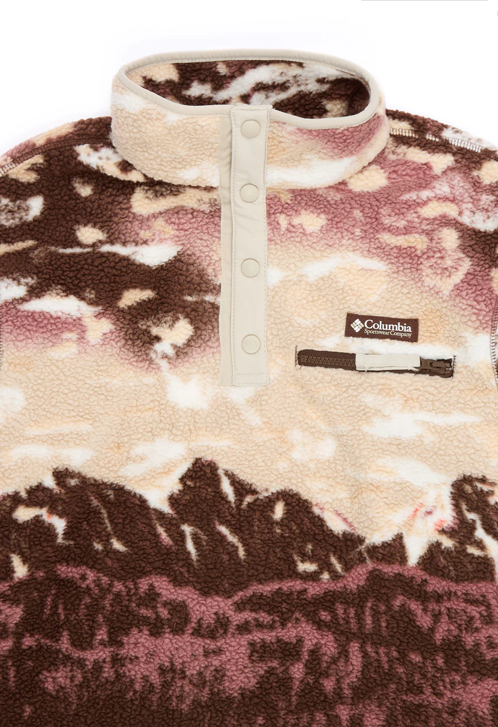 Columbia Women's Helvetia Printed Cropped Half Snap Fleece - Tobacco Sisters, Dark Stone - Image 3