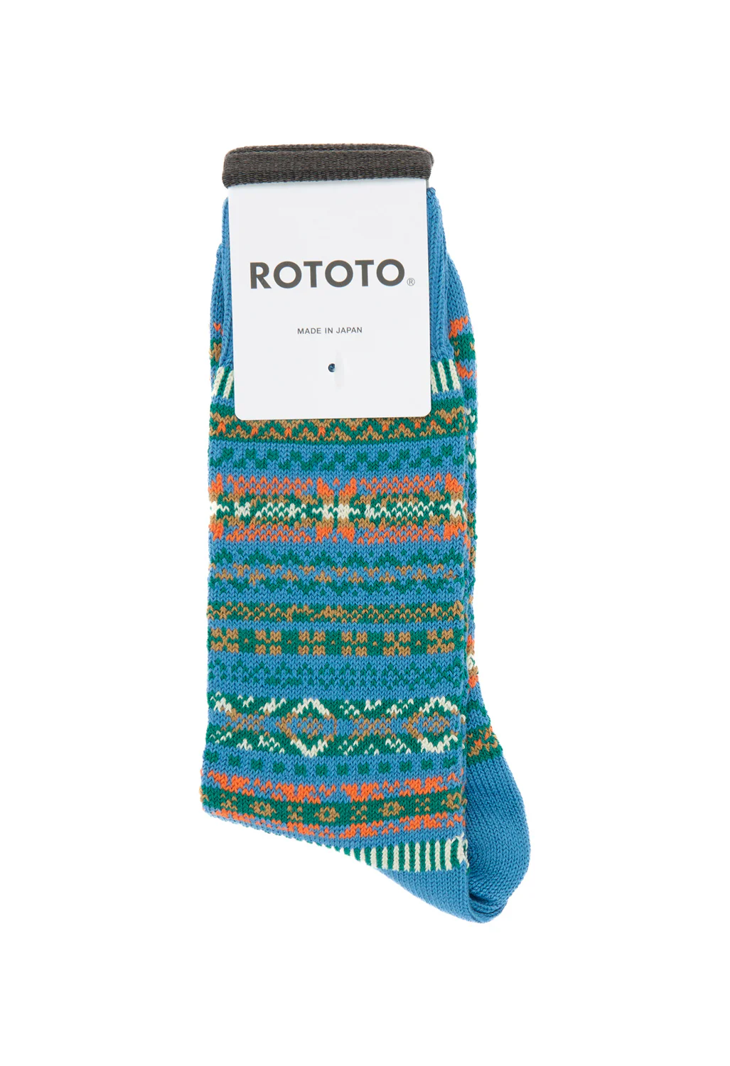 ROTOTO Fairisle Jacquard Crew Socks - Blueberry - Image 2