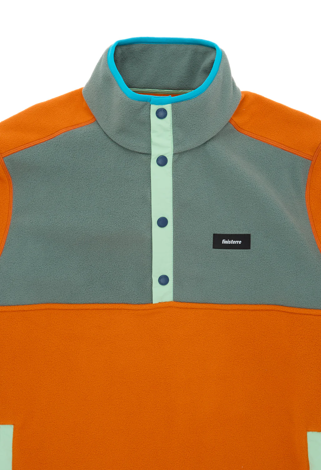 Finisterre Men's Axiom 1/4 Snap Fleece - Amber / Deep Sea - Image 3