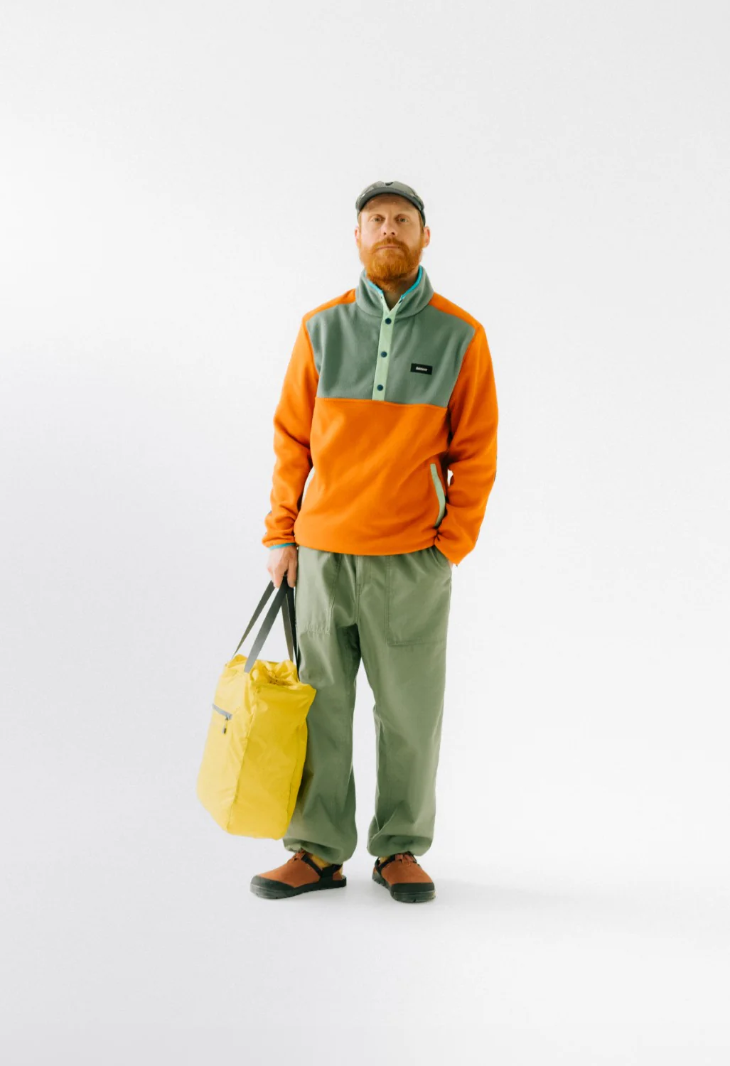 Finisterre Men's Axiom 1/4 Snap Fleece - Amber / Deep Sea - Image 7
