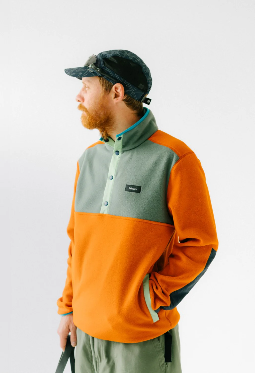 Finisterre Men's Axiom 1/4 Snap Fleece - Amber / Deep Sea - Image 9