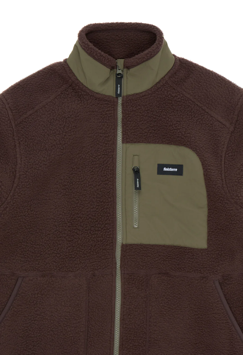 Finisterre Men's Bolster Fleece Full Zip - Burnt Umber / Olive - Image 3