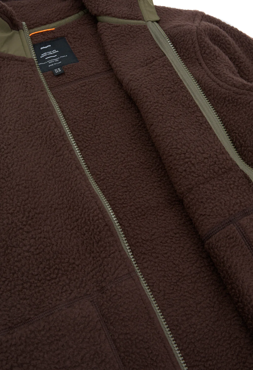 Finisterre Men's Bolster Fleece Full Zip - Burnt Umber / Olive - Image 4