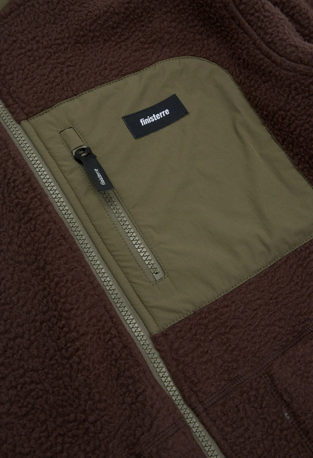 Finisterre Men's Bolster Fleece Full Zip - Burnt Umber / Olive - Image 5