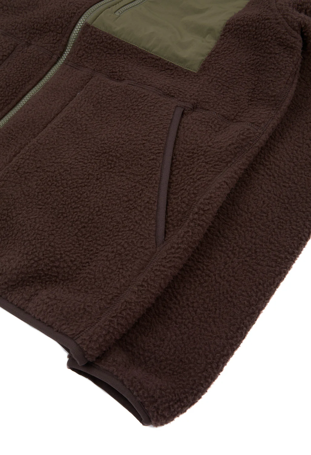 Finisterre Men's Bolster Fleece Full Zip - Burnt Umber / Olive - Image 6