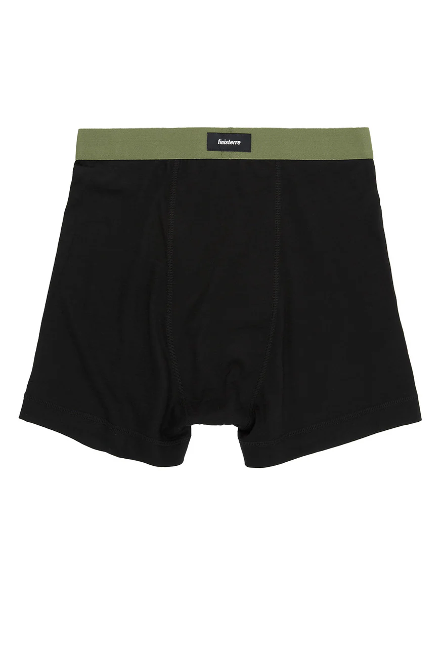 Finisterre Men's Eddy 2.0 Merino Wool Boxers - Black / Olive - Image 2