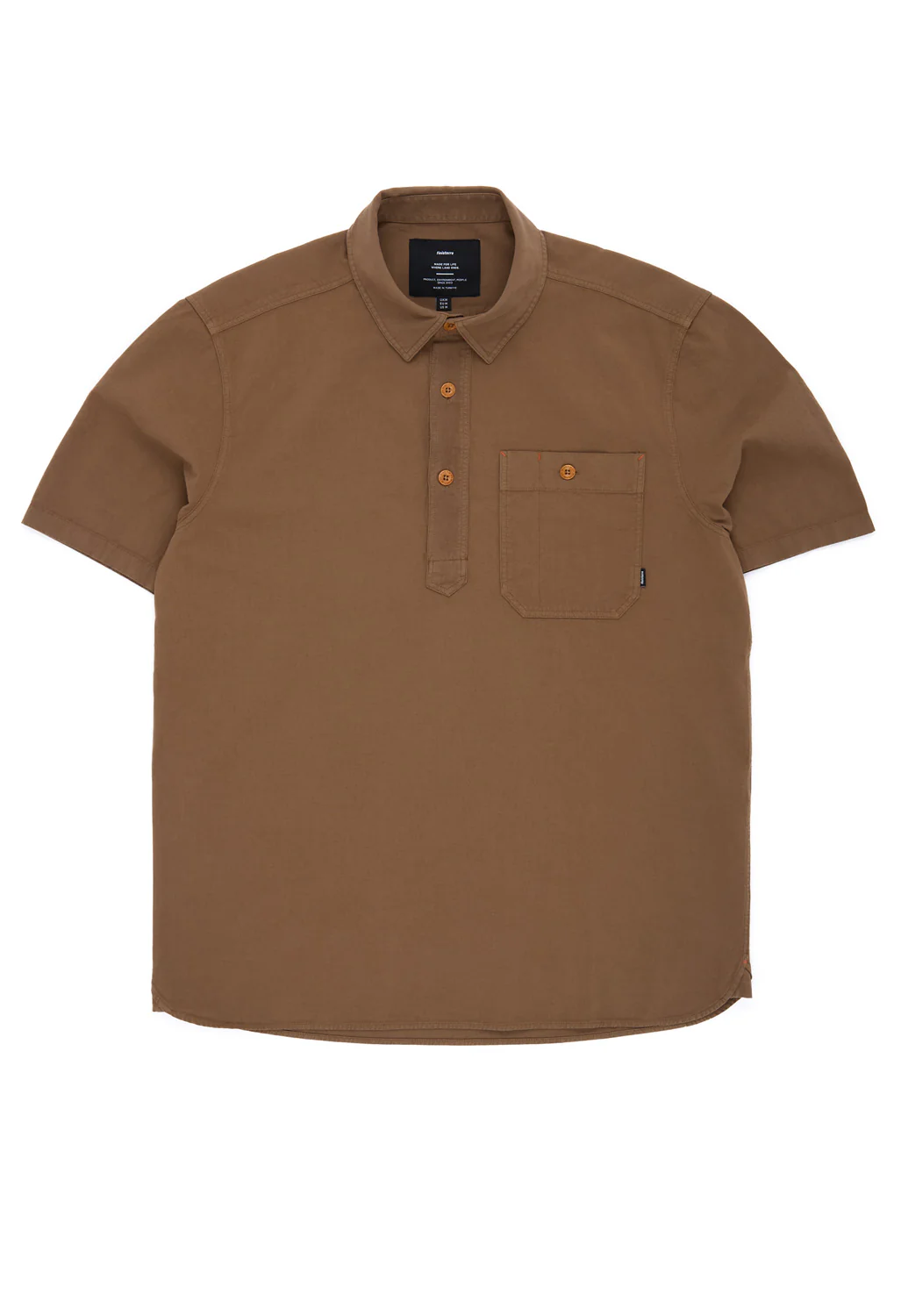 Finisterre Men's Hendra Pop Over Short Sleeve Shirt - Woodsmoke
