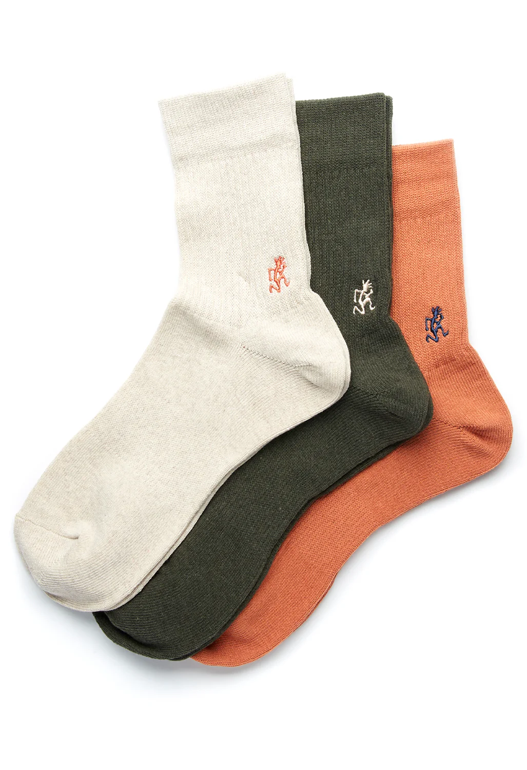 Gramicci Men's Basic Crew Socks - Beige/Orange/Green
