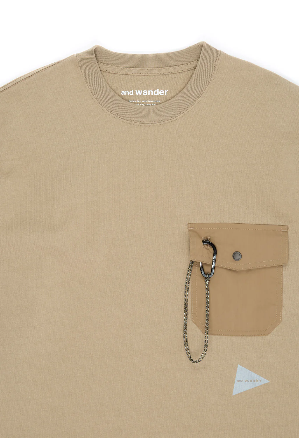 and wander Heavy Cotton Pocket Long Sleeve Tee - Light Beige - Image 3