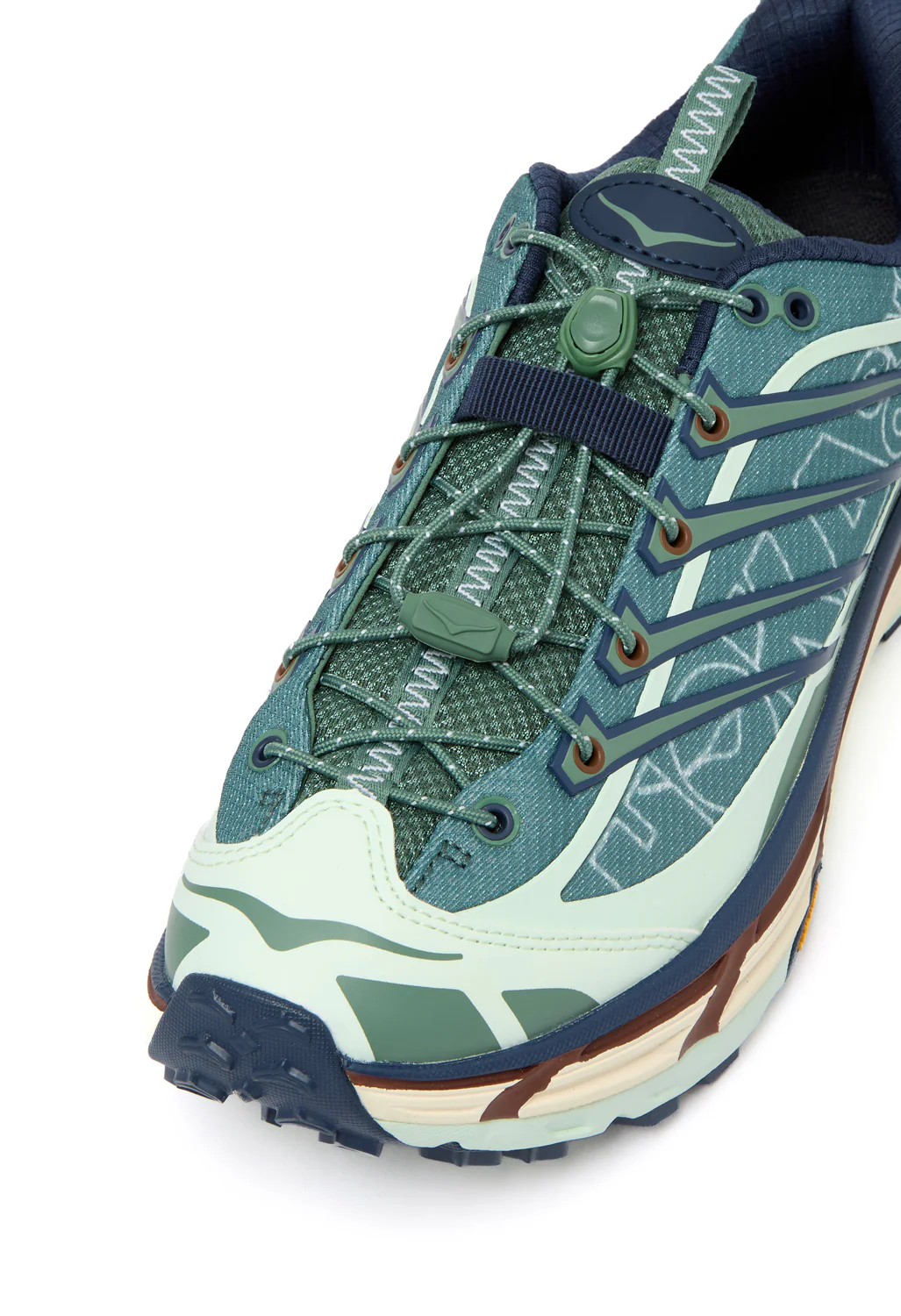Hoka Mafate Three2 Wordmark Trainers - Fern / Varsity Navy - Image 2