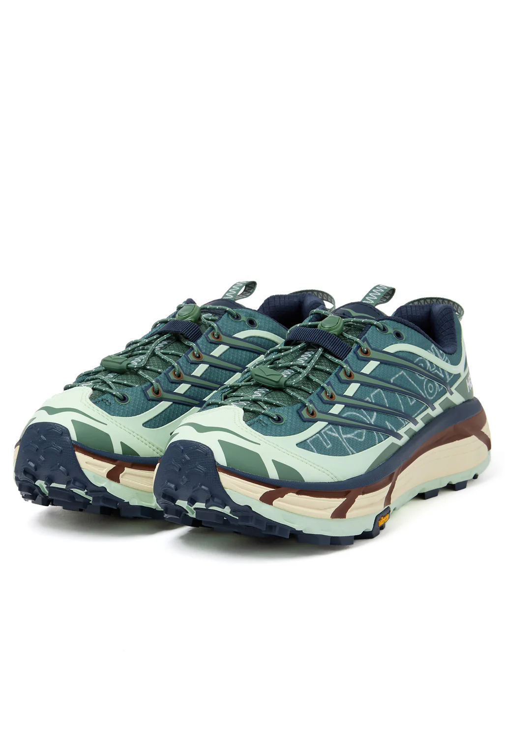 Hoka Mafate Three2 Wordmark Trainers - Fern / Varsity Navy - Image 3