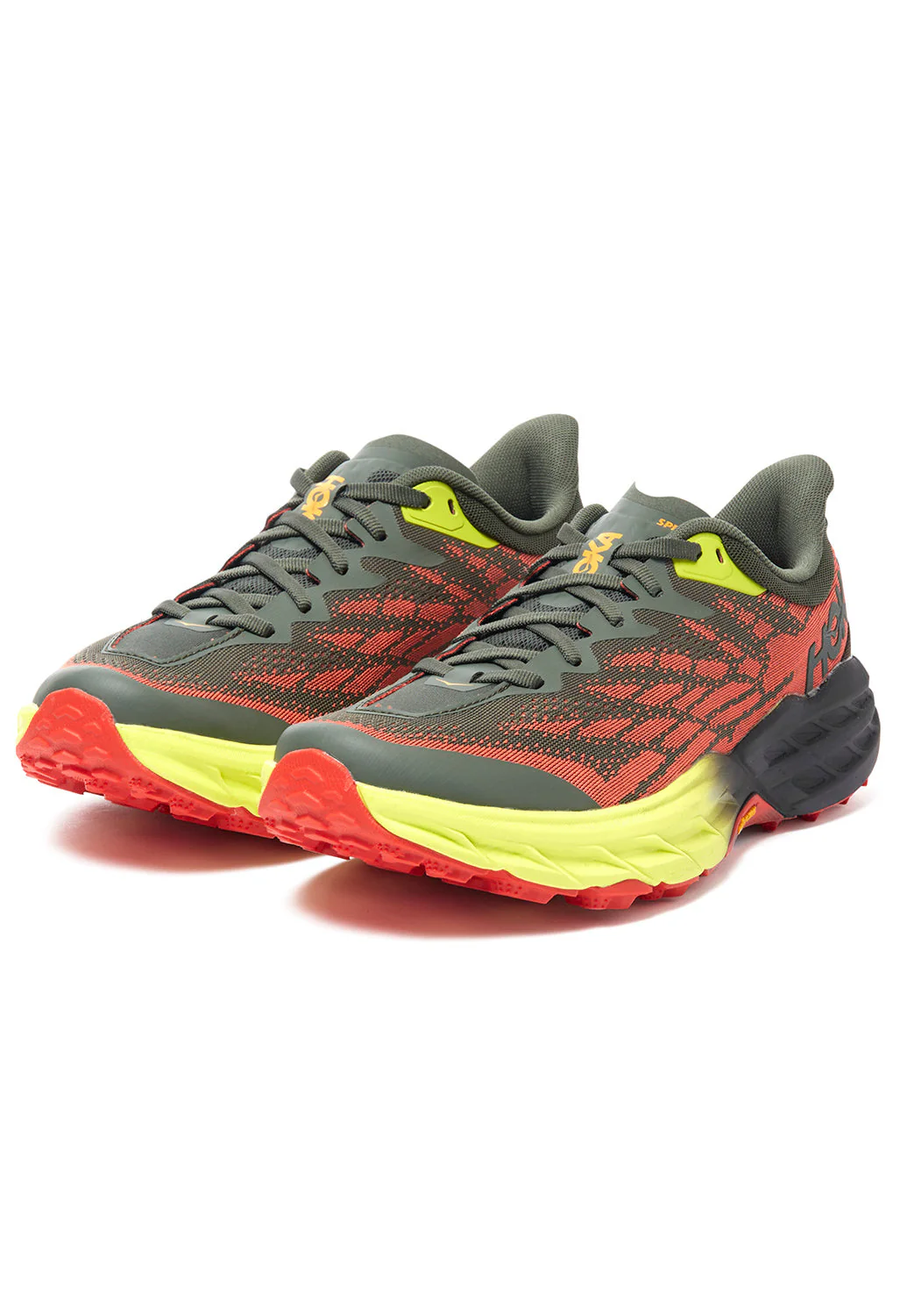 Hoka Speedgoat 5 Men's Trail Shoes - Thyme / Fiesta - Image 2