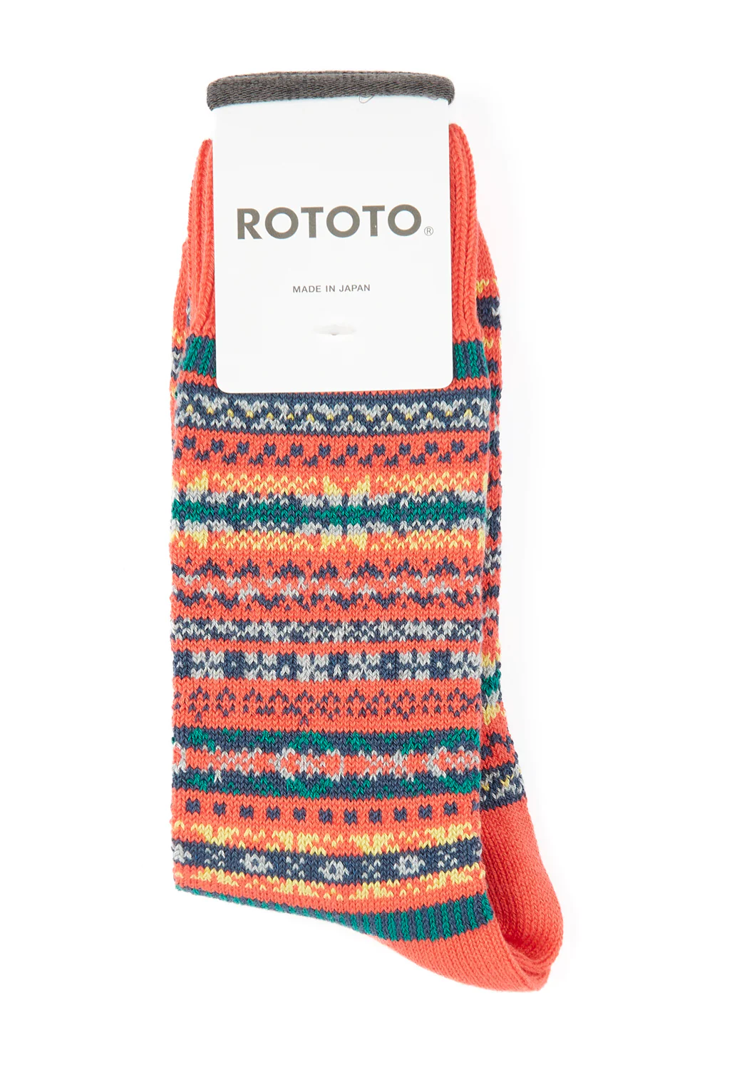 ROTOTO Jacquard Fairisle Crew Socks - Red - Image 2