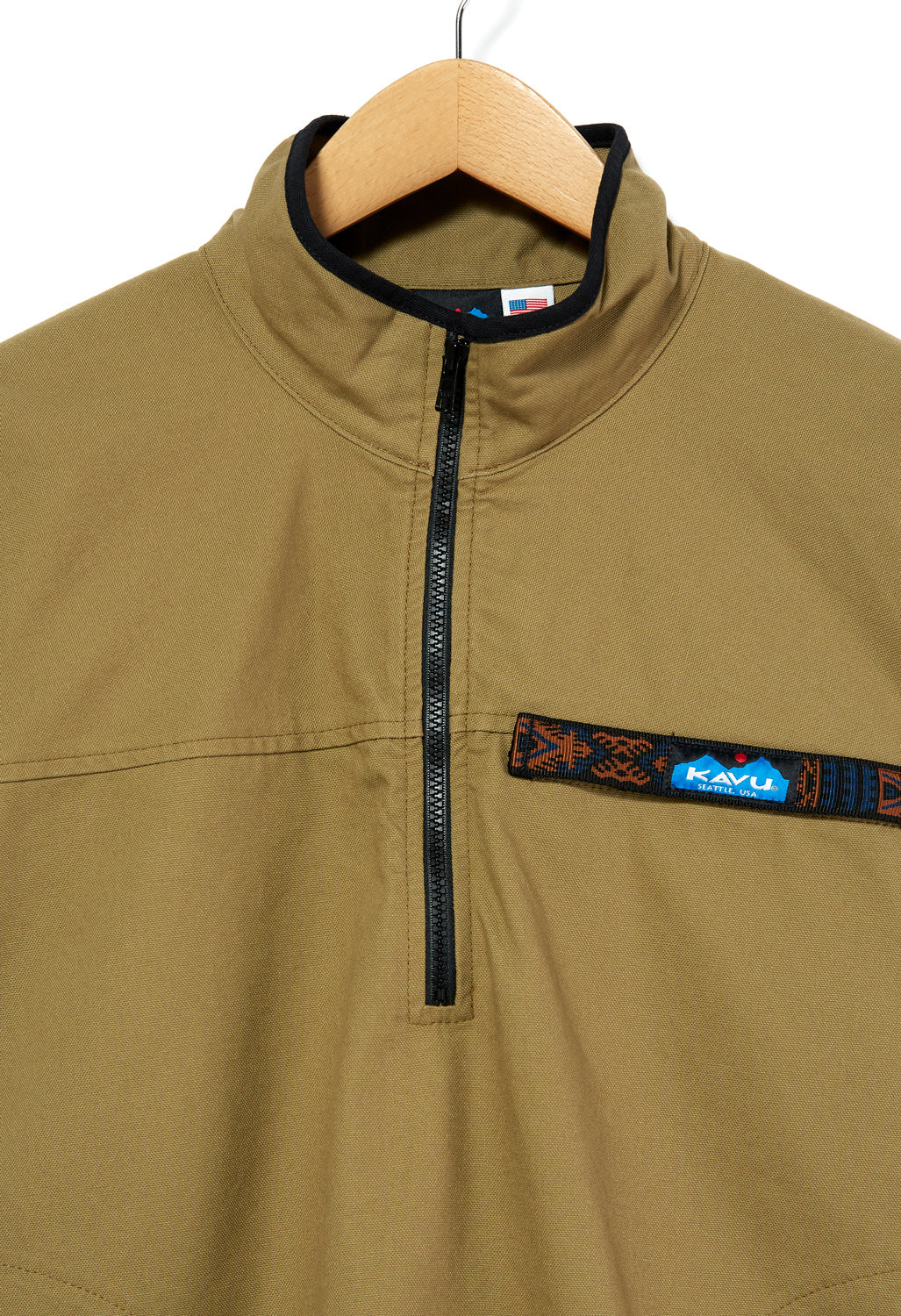 KAVU Men's Half Zip Throwshirt - Heritage Khaki - Image 3