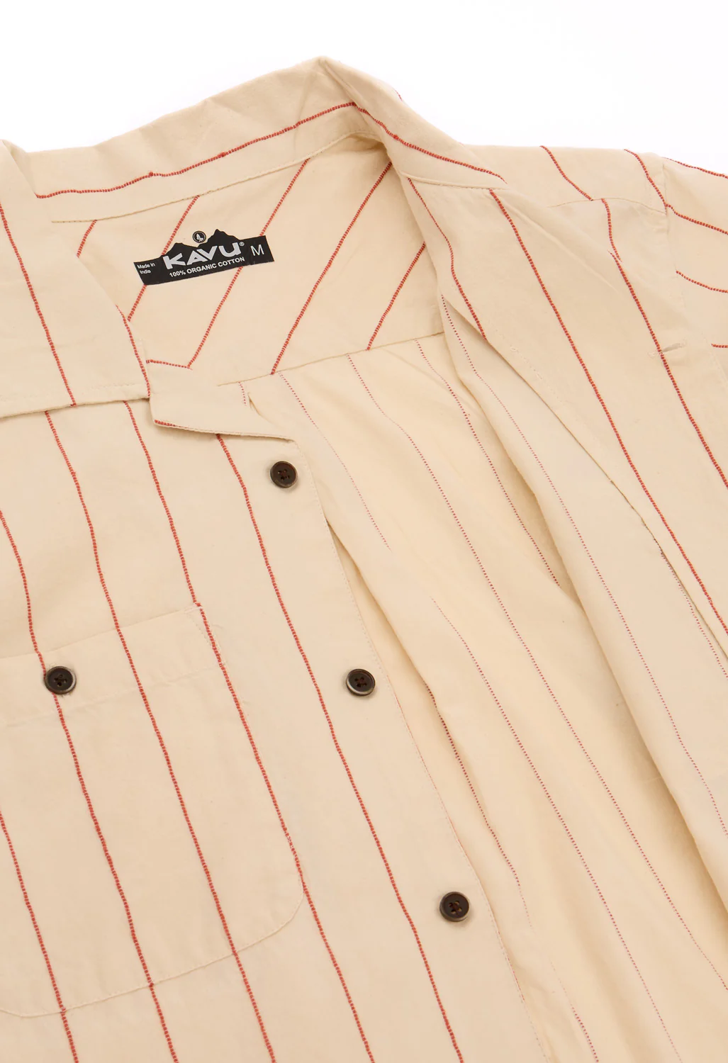 KAVU Men's Island Bound Short Sleeve Shirt - Sand Stripe - Image 4