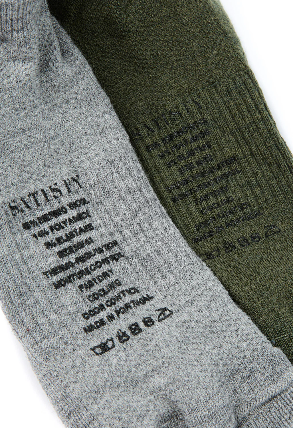 Satisfy 2-Pack Merino Low Socks - Heather grey / Olive - Image 2