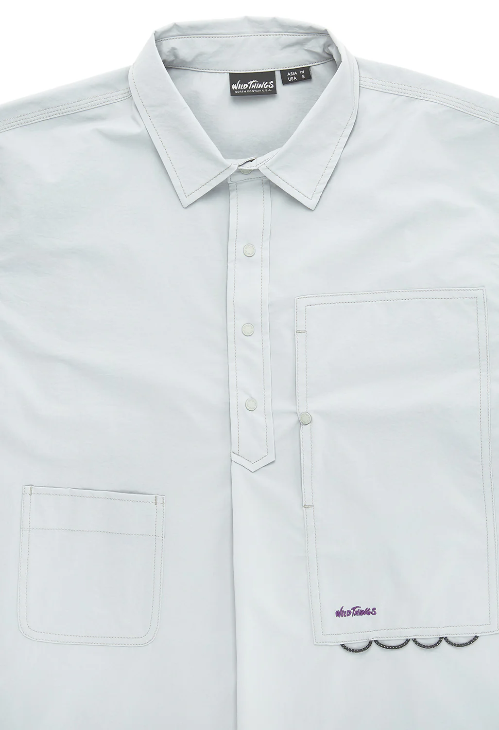 Wild Things Men's Camp Pull Over Shirt - Light Grey - Image 3