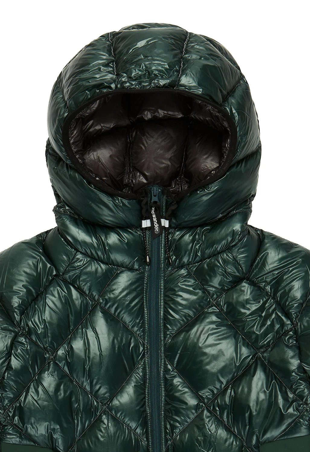 and wander Men's Diamond Stitch Down Hoodie - Green - Image 3