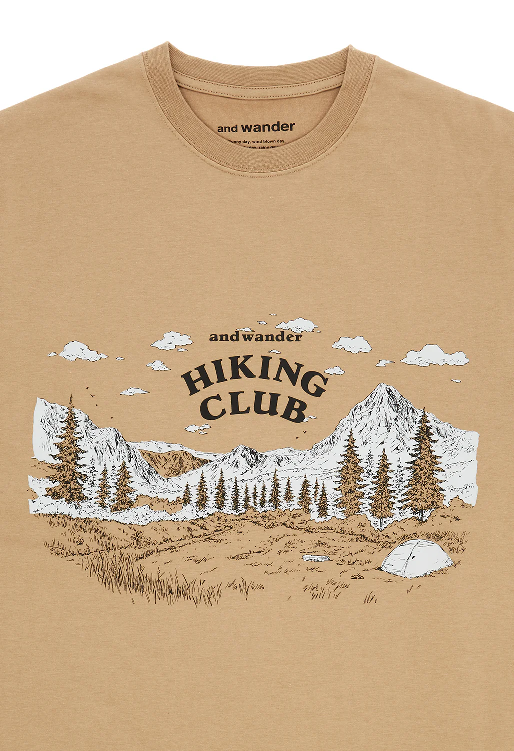 and wander Men's Hiking Club Tee - Light Brown - Image 3