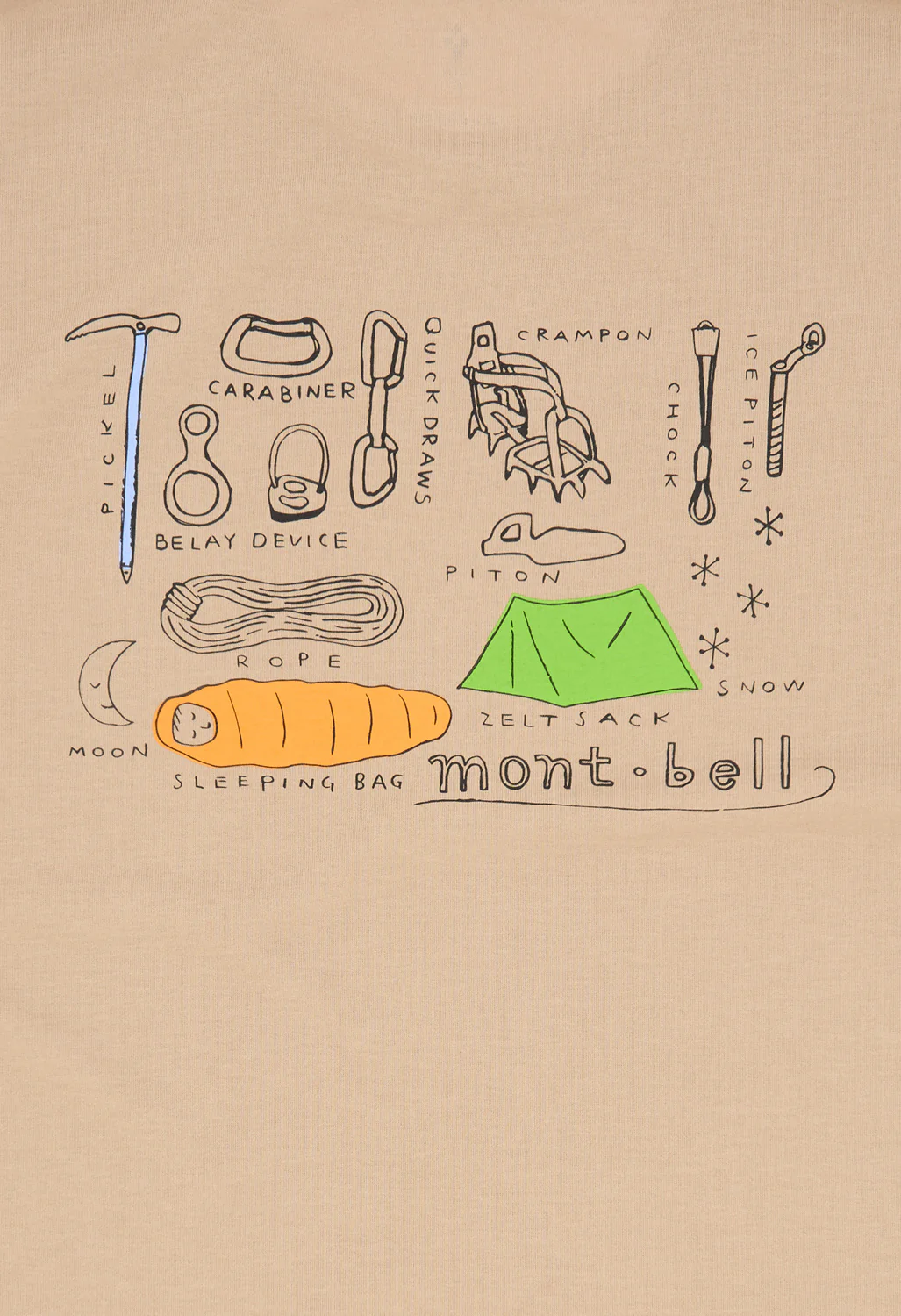 Montbell Men's Wickron Mountain Gear T-Shirt - Tan - Image 4