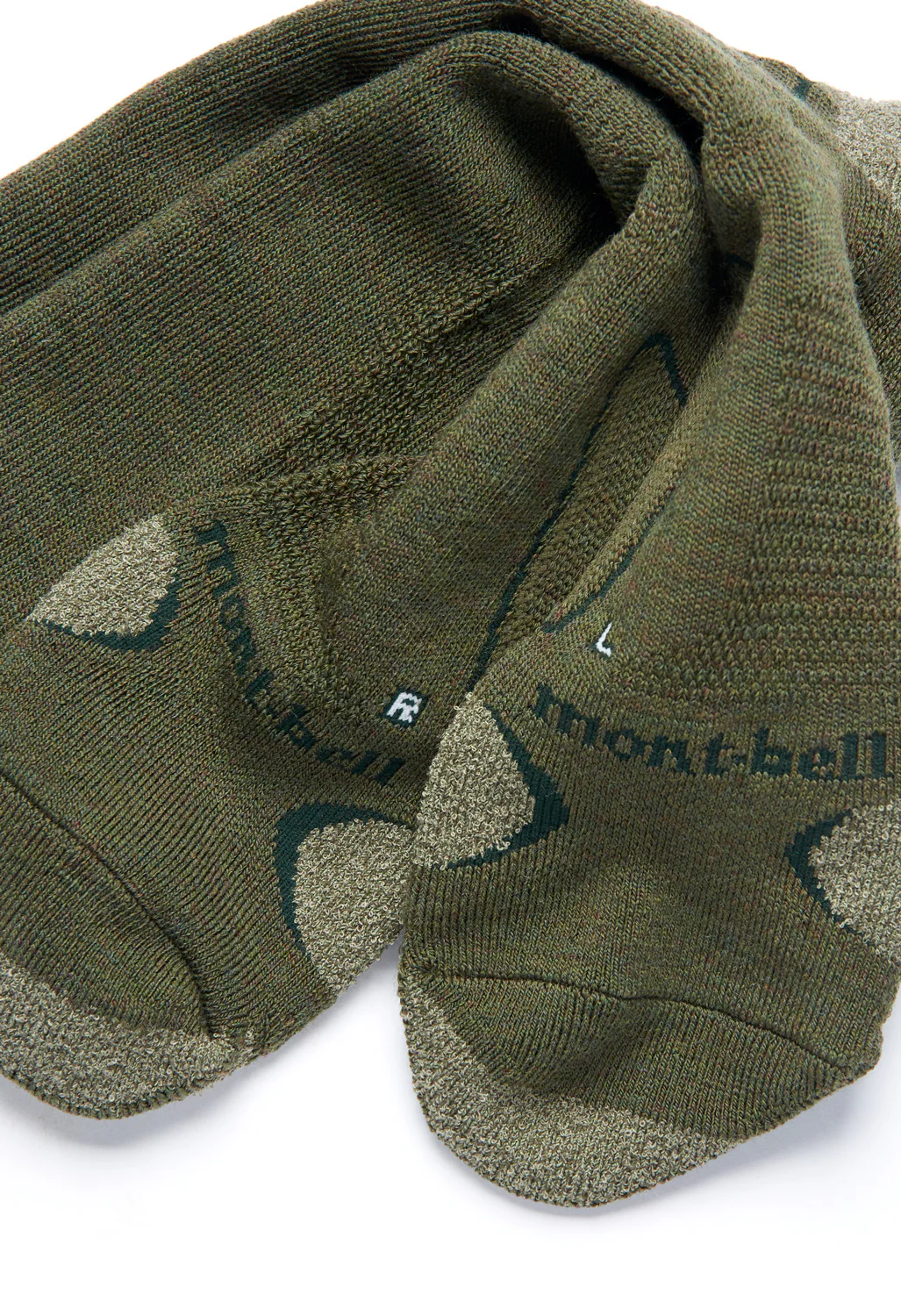Montbell Merino Wool Supportec Trekking Socks - Olive Green - Image 2
