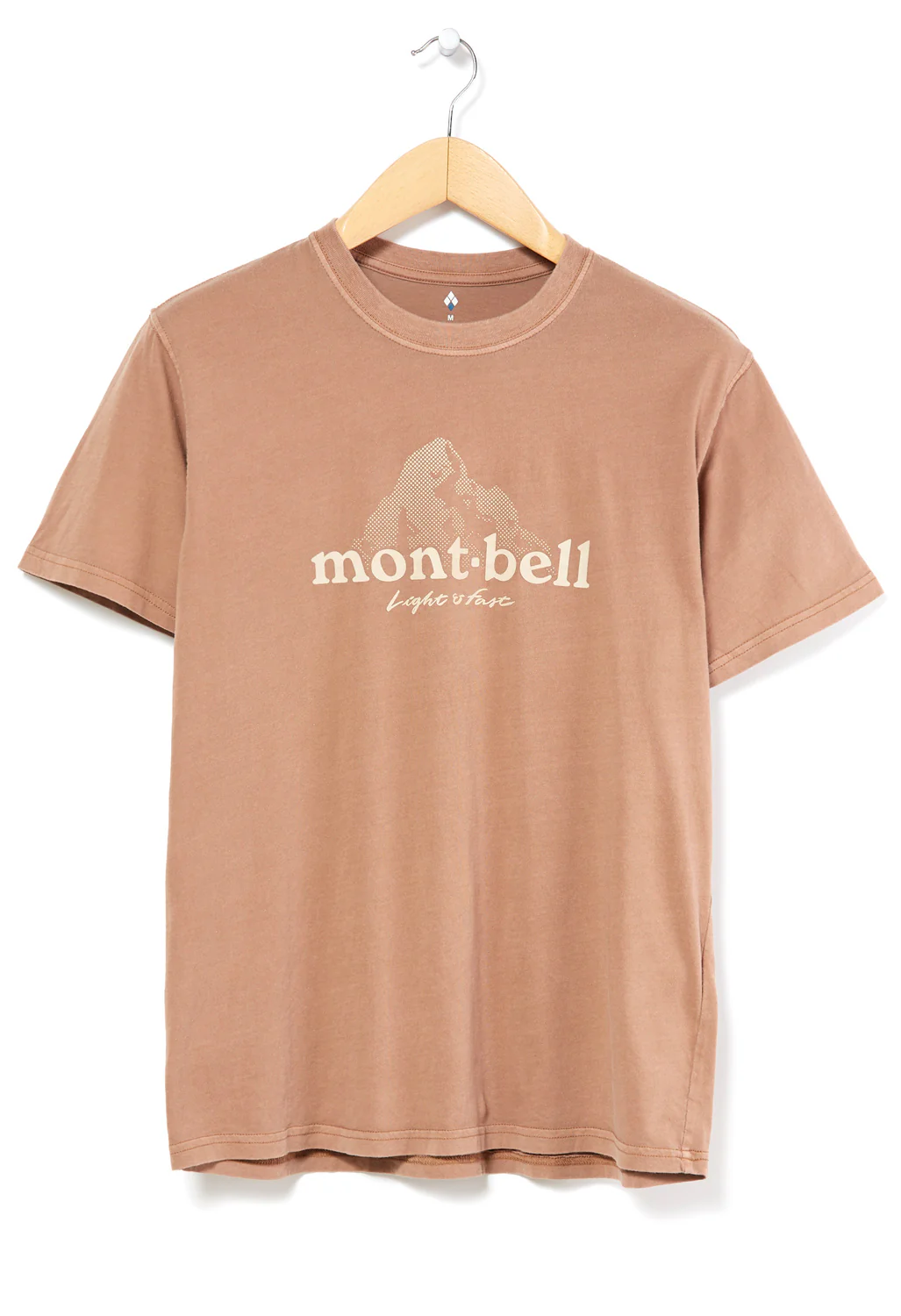 Montbell Wash Out Cotton Dot Logo T-Shirt - Brown