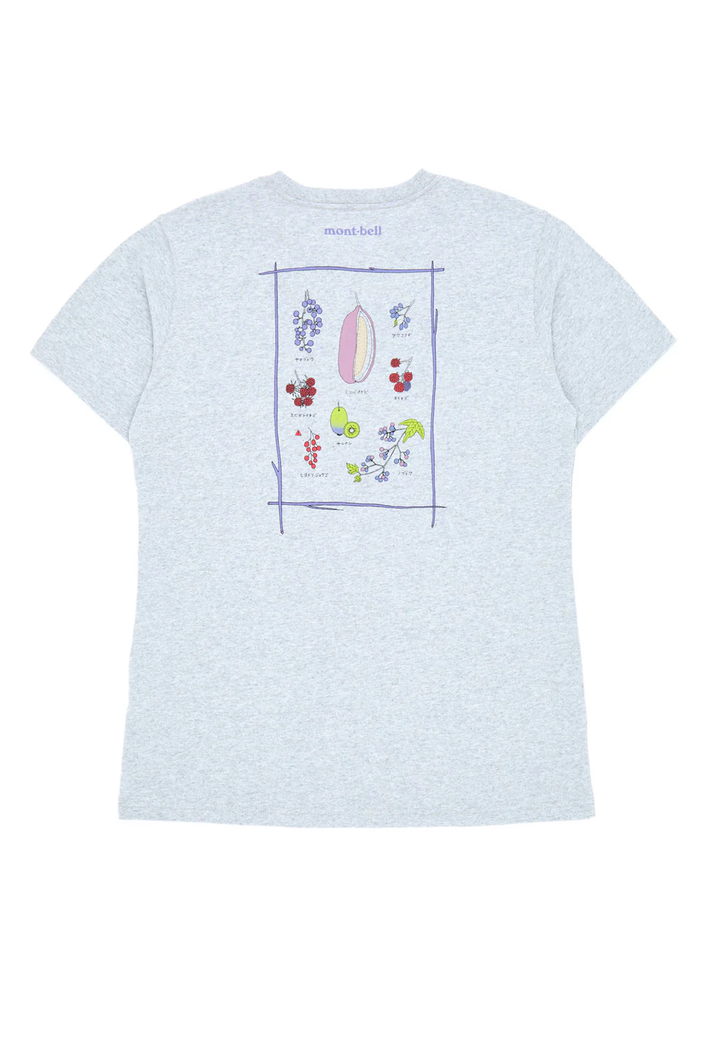 Montbell Women's Pear Skin Cotton Wild Fruits of Japan T-Shirt - Light Grey