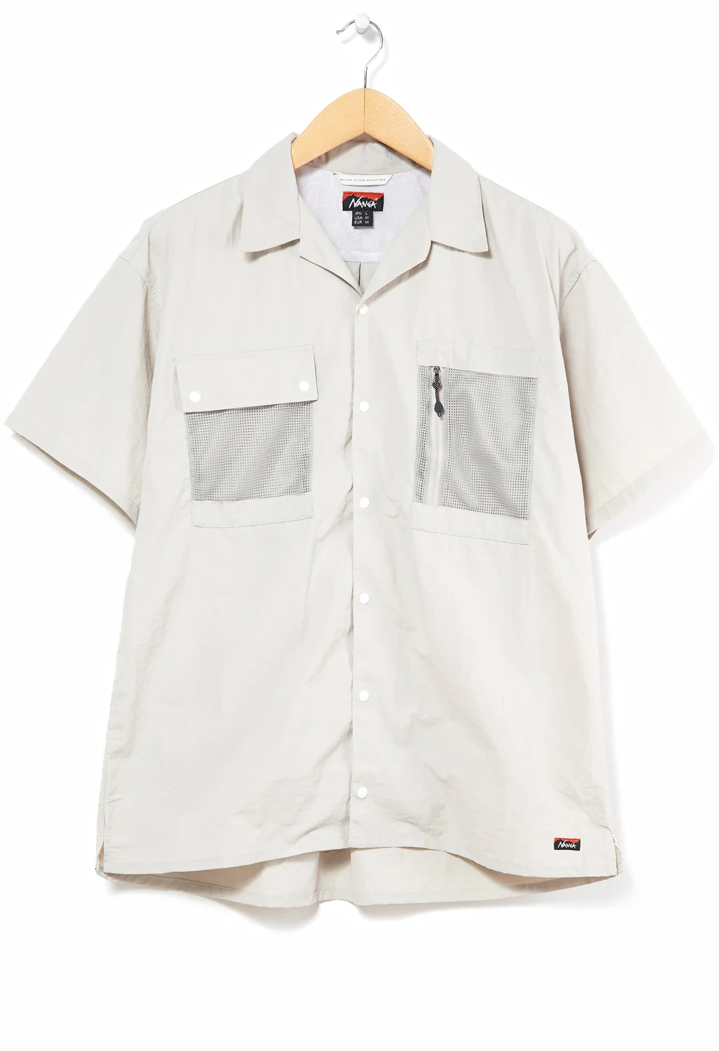Nanga Men's Nylon Tusser Open Collar Shirt - Ivory