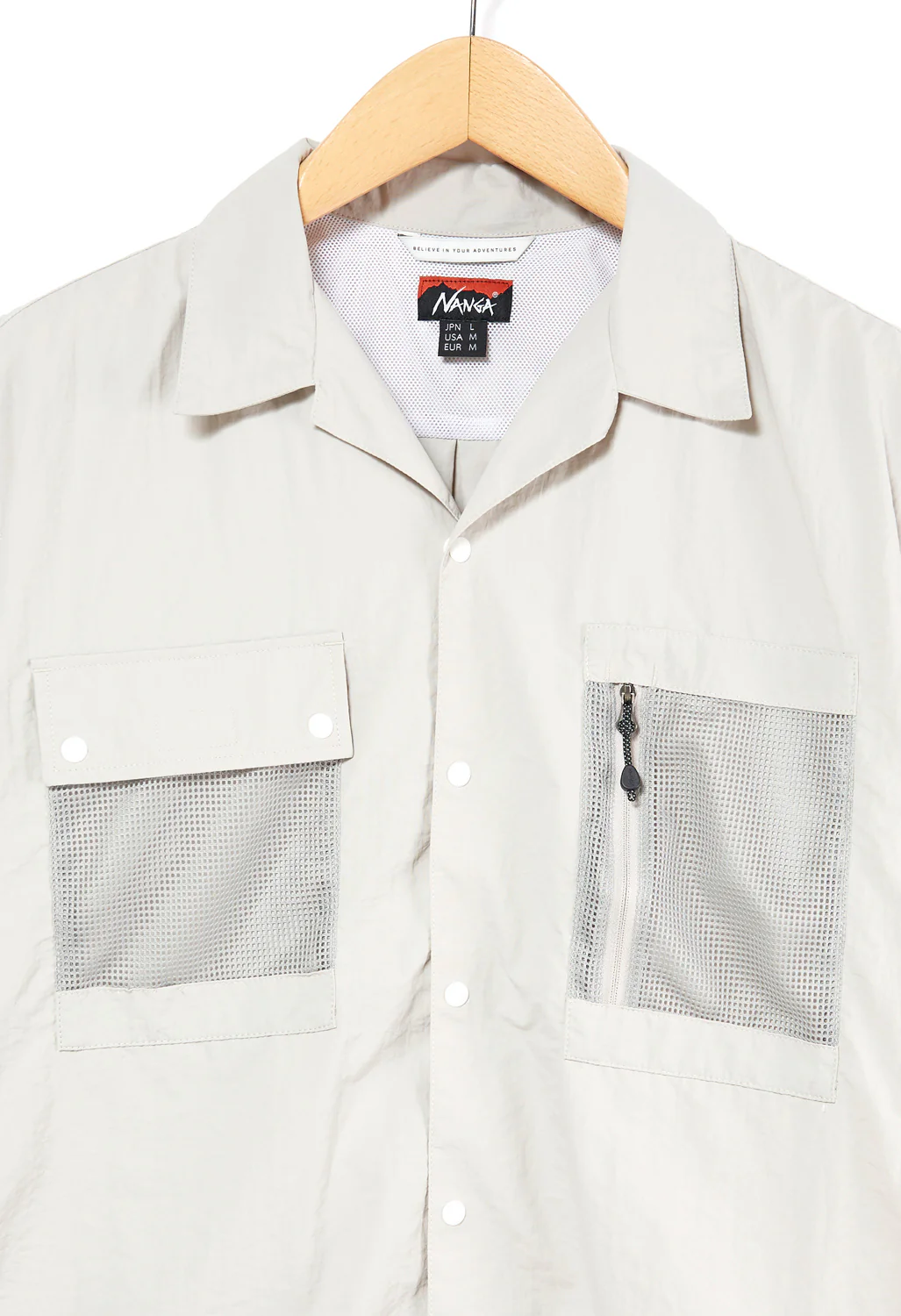 Nanga Men's Nylon Tusser Open Collar Shirt - Ivory - Image 3