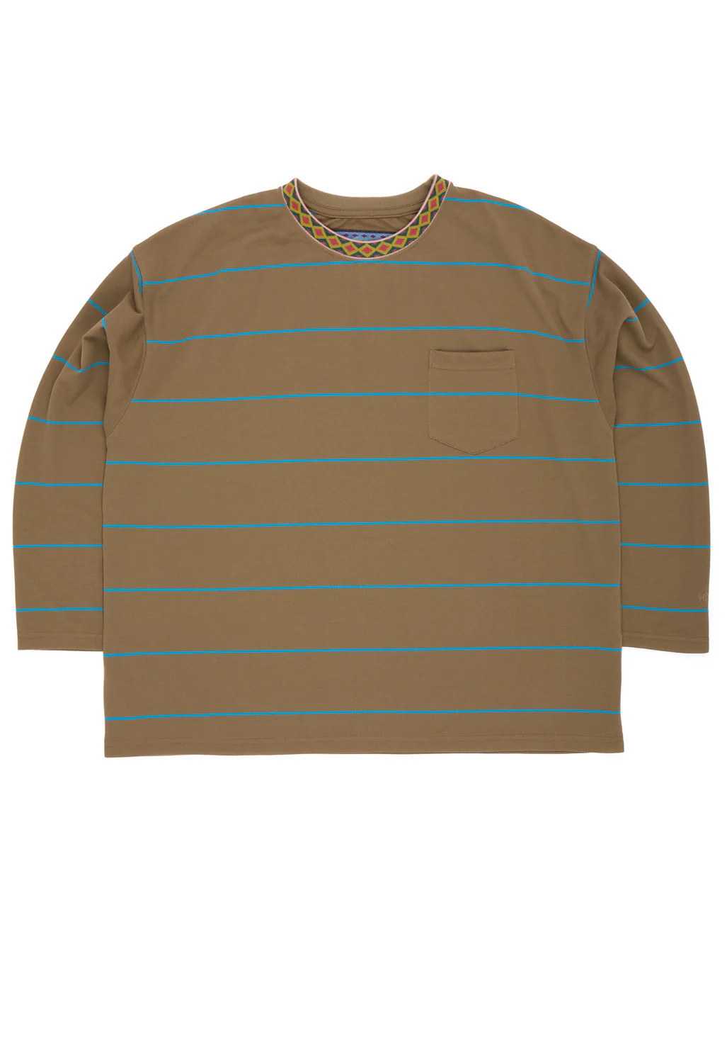 Nanga Men's Ringer Collar Panel Long Sleeve Tee - Bright Khaki