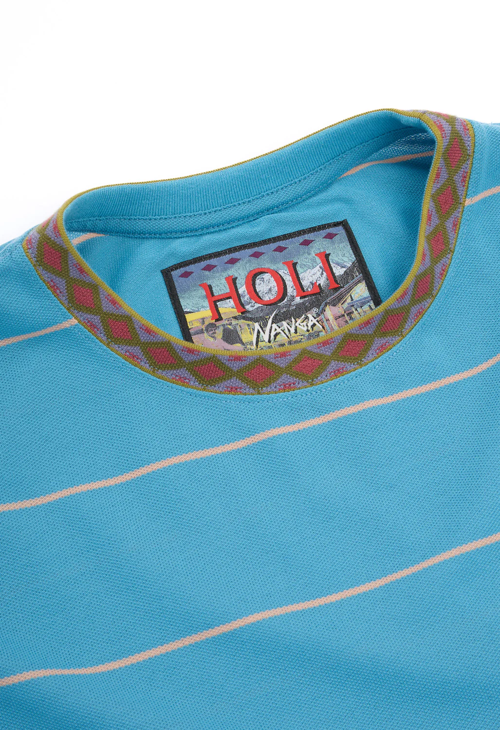 Nanga Men's Ringer Collar Panel Long Sleeve Tee - Light Blue - Image 4