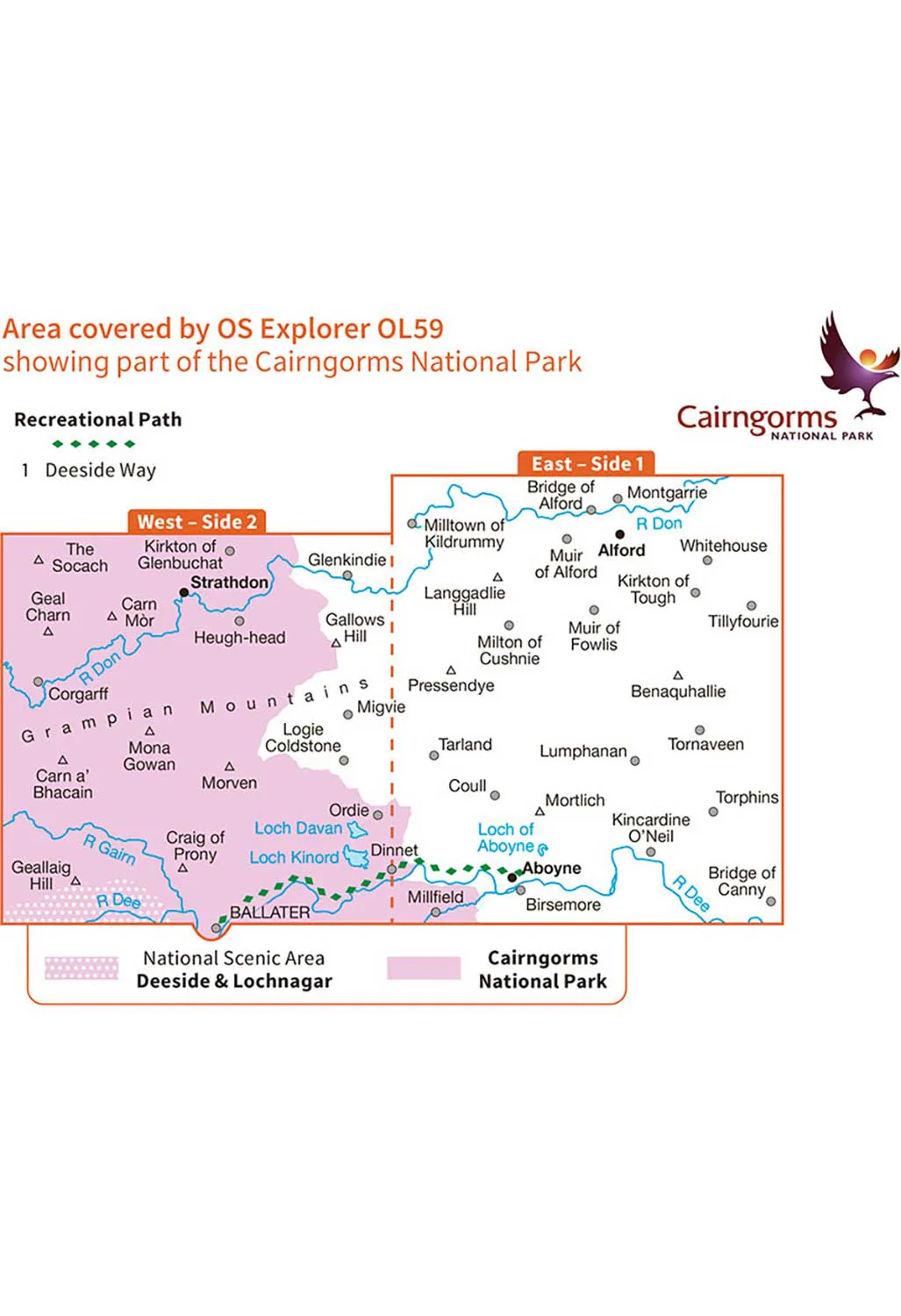 Ordnance Survey Aboyne, Alford & Strathdon - OS Explorer OL59 Map - Image 3