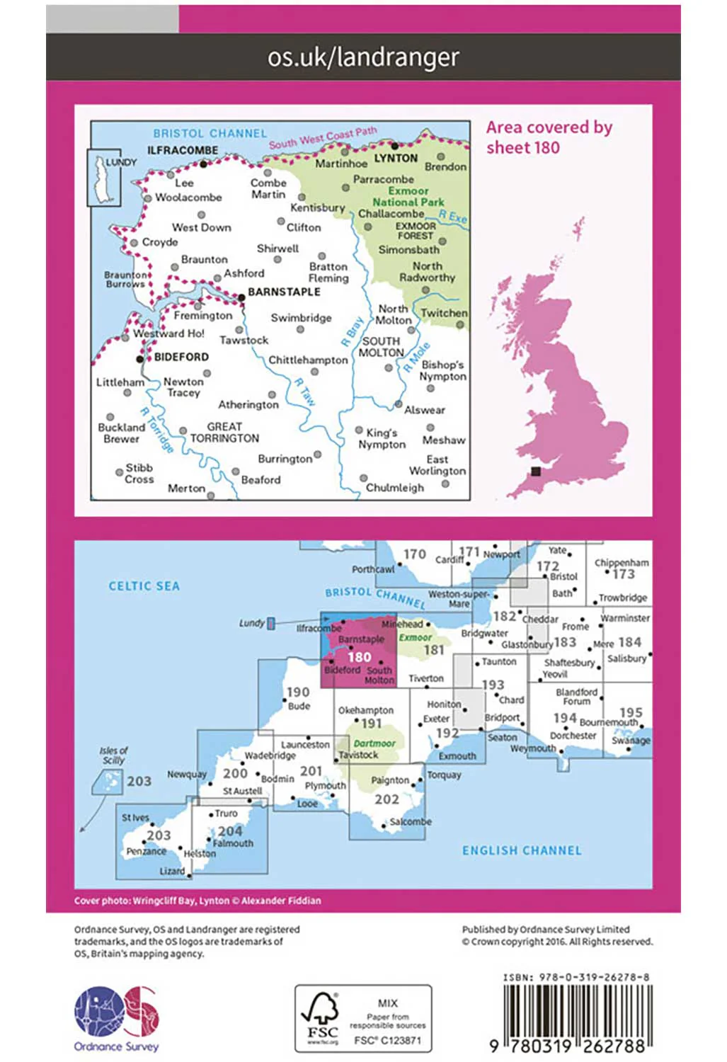 Ordnance Survey Barnstaple, Ilfracombe, Lynton & Bideford - Landranger 180 Map - Image 2