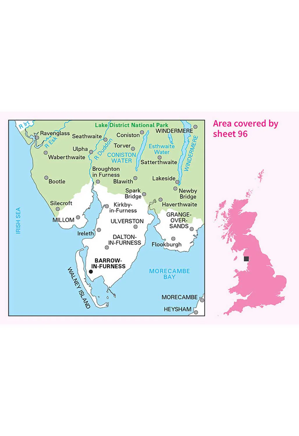 Ordnance Survey Barrow-in-Furness & South Lakeland - Landranger 96 Map - Image 3