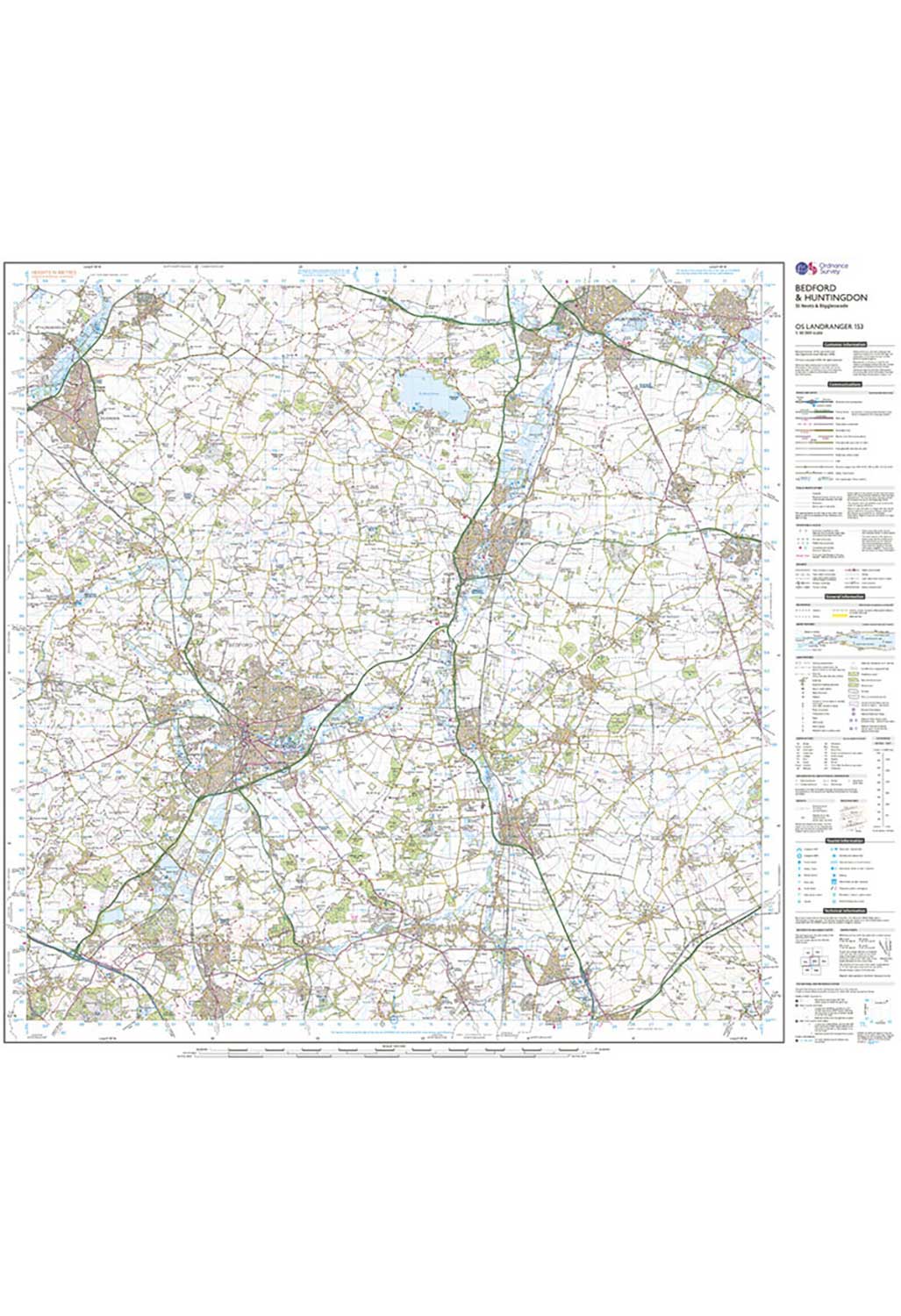 Ordnance Survey Bedford, Huntingdon, St Neots & Biggleswade - Landranger 153 Map - Image 4