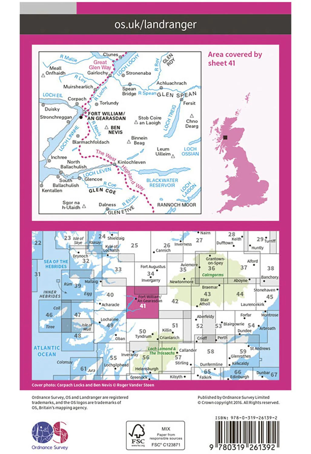 Ordnance Survey Ben Nevis, Fort William & Glen Coe - Landranger 41 Map - Image 3