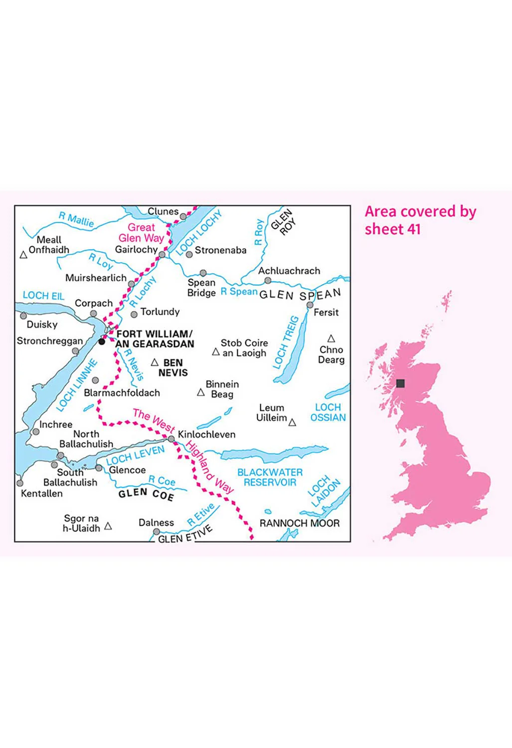 Ordnance Survey Ben Nevis, Fort William & Glen Coe - Landranger Active 41 Map - Image 4