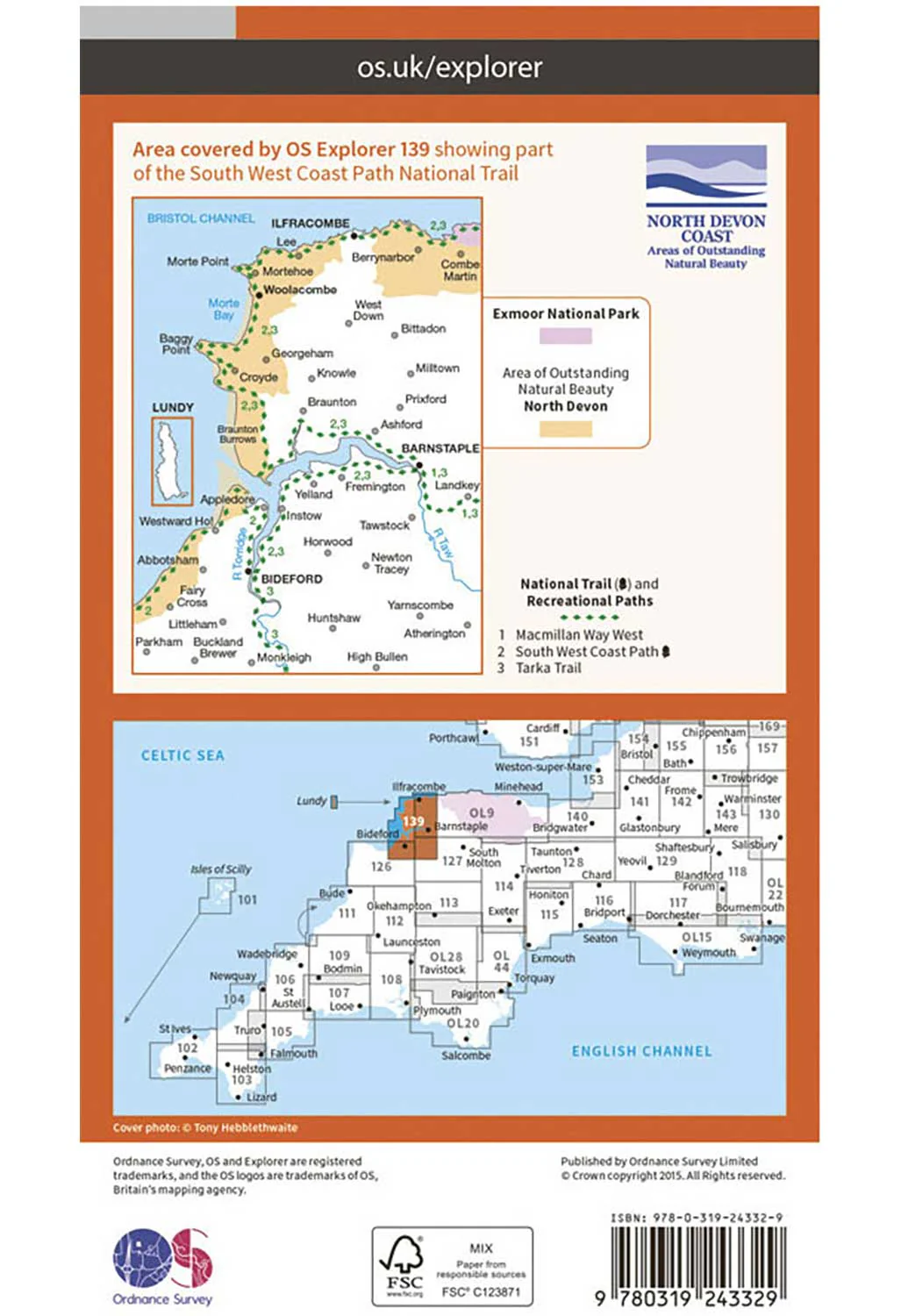 Ordnance Survey Bideford, Ilfracombe & Barnstaple - OS Explorer 139 Map - Image 2
