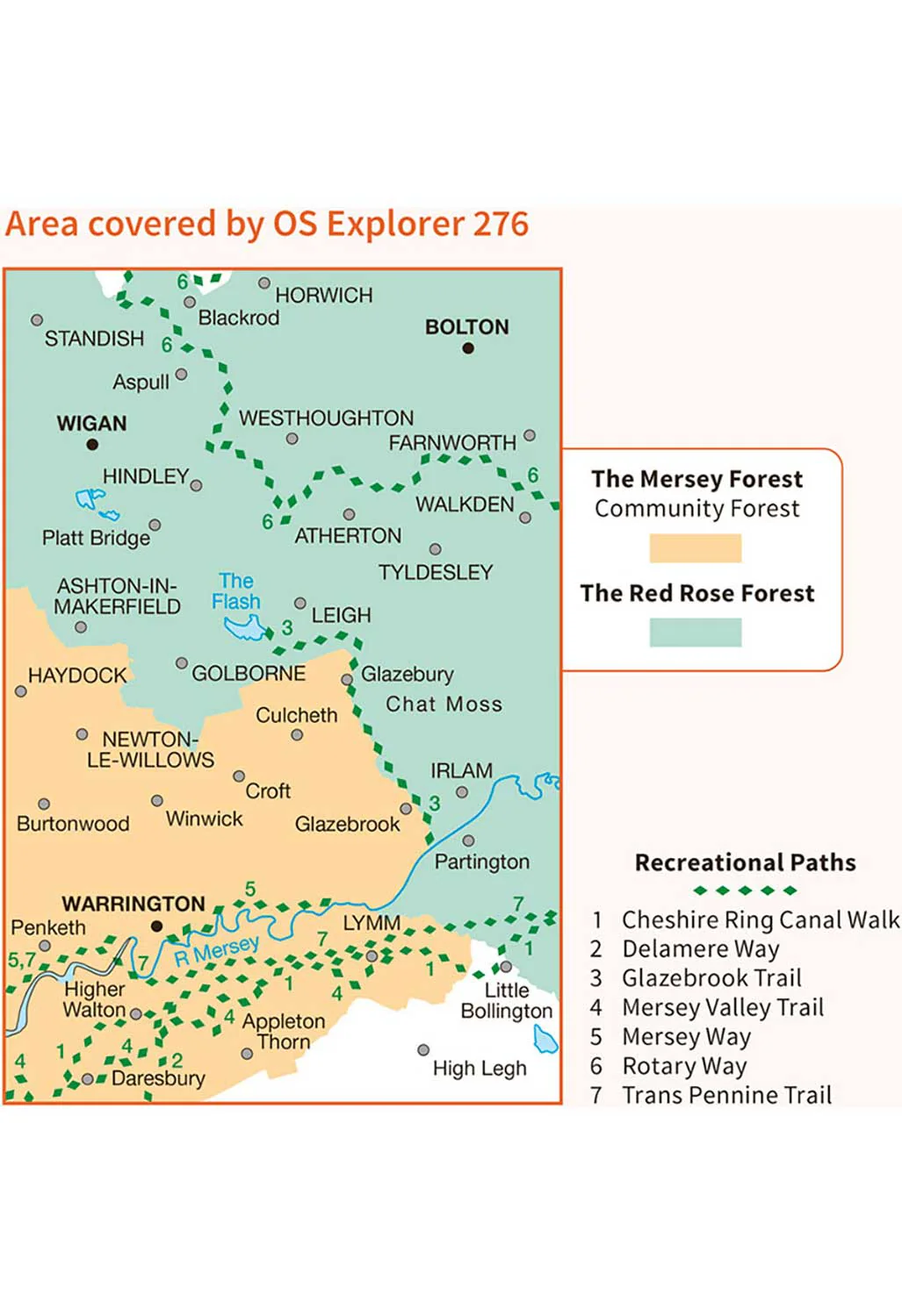 Ordnance Survey Bolton, Wigan & Warrington - OS Explorer 276 Map - Image 3
